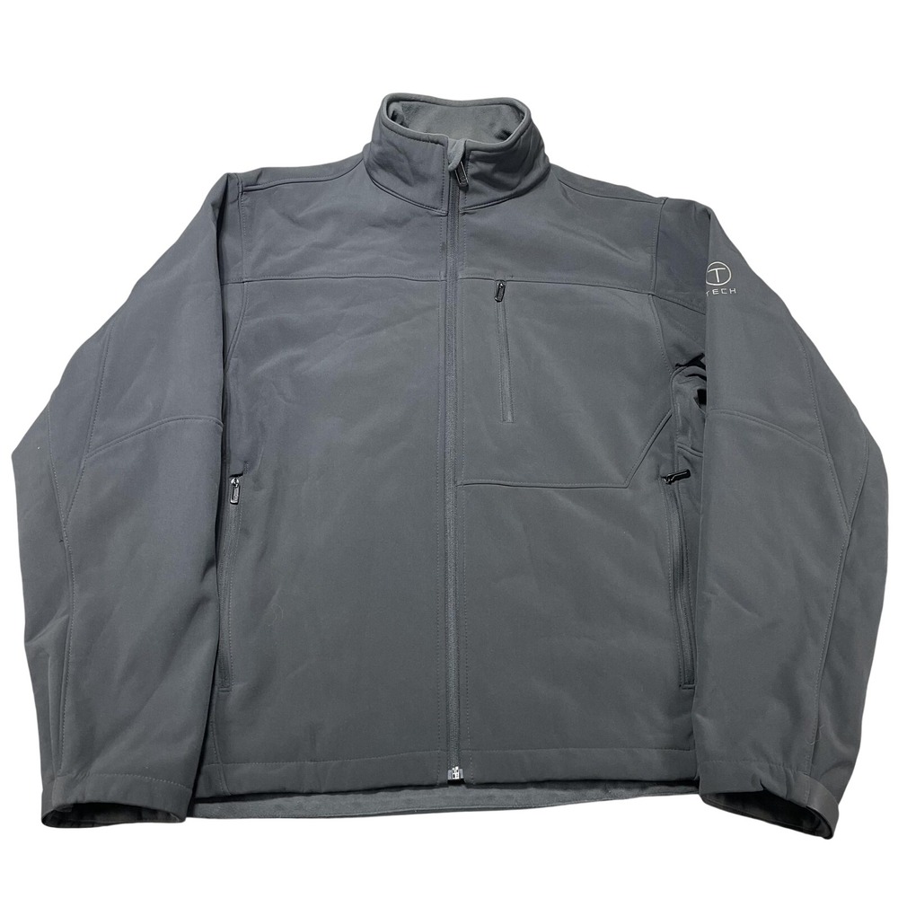 T Tech By Tumi Jacket Mens Large Gray Softshell Fleece Lined Full Zip Outdoor